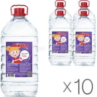 Аквуля, 6 л, Упаковка 10 шт., Вода детская негазированная, с первых дней жизни, ПЭТ