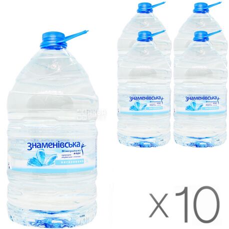 Знаменовская, 5 л, упаковка 10 шт., Вода минеральная негазированная, ПЭТ