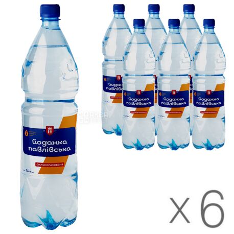 Yodanka Pavlovskaya, 1.5 L, Pack of 6 pcs., Highly carbonated mineral water, PET
