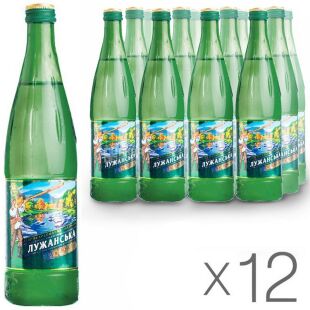 Лужанская УМВ, 0,5 л, Упаковка 12 шт., Вода минеральная газированная, стекло