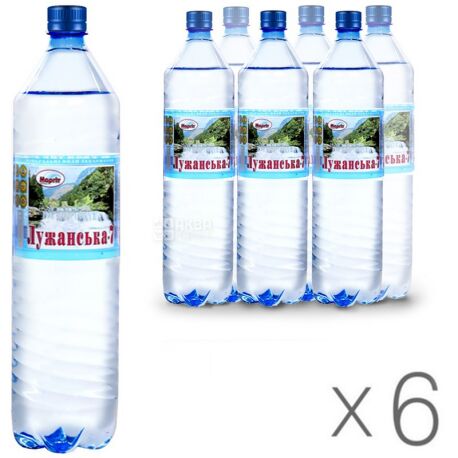 Luzhanskaya-7, Packing 6 pcs. 1.5 l each, Soda water, Mineral, PET, PAT