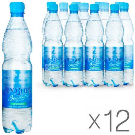 Прозора, 0,5 л, Упаковка 12 шт., Вода минеральная негазированная, ПЭТ