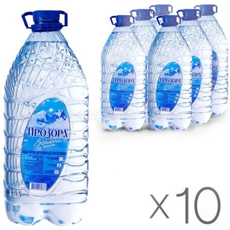 Прозора, 6 л, Упаковка 10 шт., Вода минеральная негазированная, ПЭТ