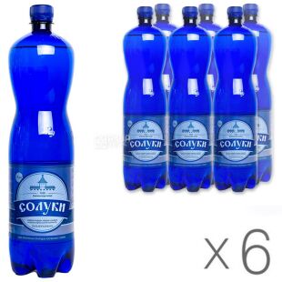 Солуки, 1,5 л, Упаковка 6 шт., Вода мінеральна сильногазована, ПЕТ