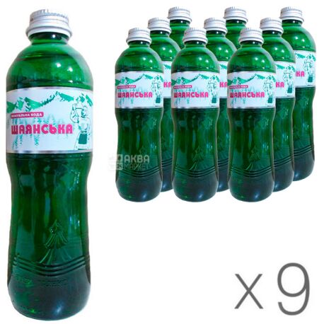 Шаянская, 0,5 л, Упаковка 9 шт., Вода сильногазированная, стекло