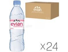 Evian, 0,5 л, Упаковка 24 шт., Евіан, Вода мінеральна негазована, ПЕТ ...