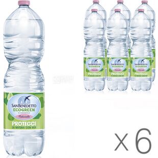 San Benedetto EcoGreen, Упаковка 6 шт. х 2 л, Вода мінеральна, негазована, ПЕТ
