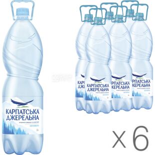 Карпатська Джерельна, 2 л, Упаковка 6 шт., Вода минеральная негазированная, ПЭТ