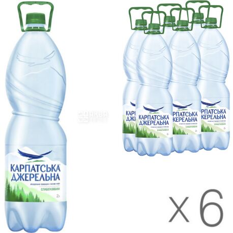 Karpatska Dzherelna, Packing 6 pcs. 2 l each, Mineral water, Low carbonated, PET, PAT