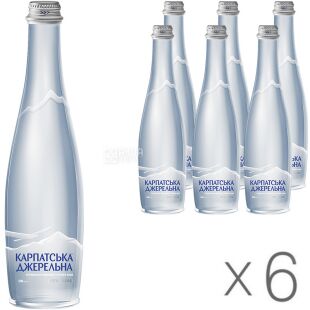 Карпатська Джерельна, упаковка 6 шт. по 0,5 л, Вода мінеральна, негазована, скло