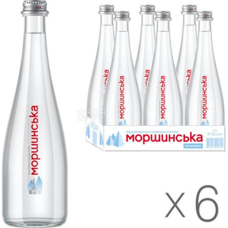 Моршинська Premium, 0,5 л, Упаковка 6 шт., Вода мінеральна негазована, скло