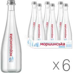 Моршинська Premium, 0,5 л, Упаковка 6 шт., Вода мінеральна негазована, скло