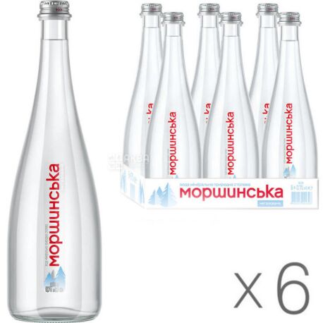 Моршинська Premium, 0,75 л, стекло, Упаковка 6 шт., Вода мінеральна негазована, скло