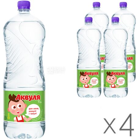 Akvulya, Packing 4 pcs. on 2 l, Water not aerated, Children, PET, PAT