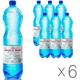 Джерело Якова, 1,5 л, упаковка 6 шт., Вода мінеральна слабогазована, ПЕТ