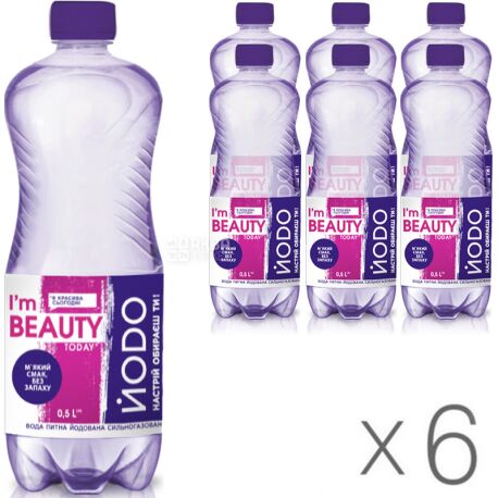 YODO, 0,5 l, Pack of 6 pcs., Mineral iodated, carbonated water