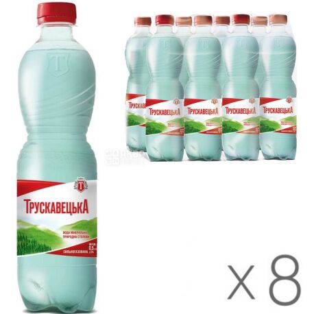 Truskavetskaya Aqua-Eco, Pack 8 х 0.5 l, highly carbonated mineral water, PET