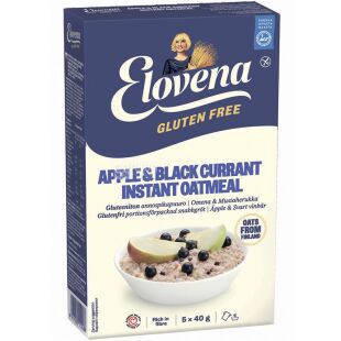 Elovena, 200 г, Овсяная каша-минутка, с яблоком и чёрной смородиной, без глютена