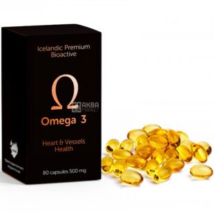  Omega-3 Icelandic, Диетическая добавка Биоактив, 80 капсул