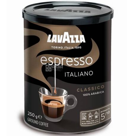 Lavazza, Arabica Espresso, 250 г, Кава Лаваца, Арабіка Еспресо, середнього обсмаження, мелена,  ж/б