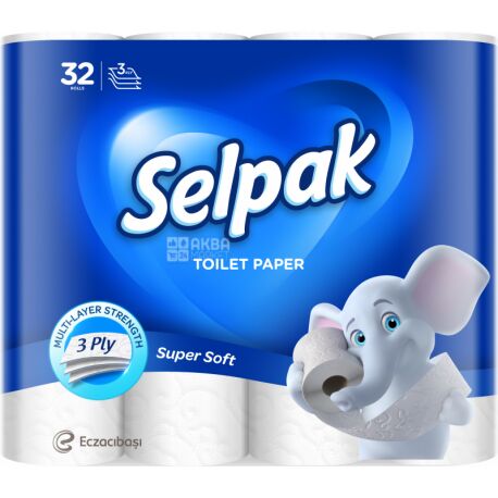 Selpak Super Soft, 32 рул., Туалетний папір Селпак Супер Софт, 3-х шаровий