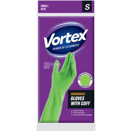 Vortex, 1 пара, Перчатки хозяйственные, с удлиненными манжетами, размер S