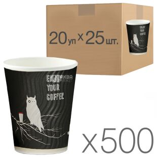 Гофростакан паперовий Сова, 250 мл, 20 упаковок по 25 шт., D80