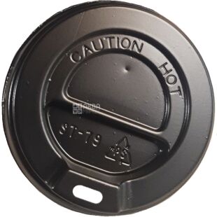 Крышка для одноразового стакана 250-240 мл, 50 шт., черная, D79