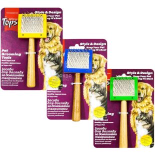 Topsi, 17 см, Щетка для ухода за животными, односторонняя, в ассортименте