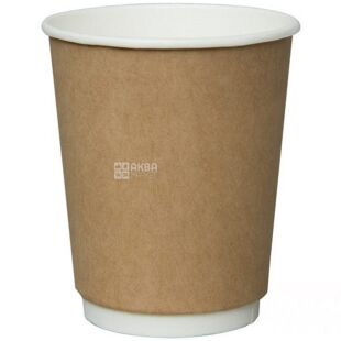 Стакан бумажный, двухстенный, белый+крафт, 110 мл, 30 шт., 275г/м2., D60