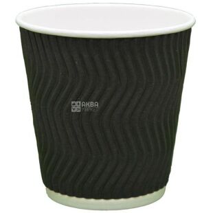 Стакан бумажный гофрированный, черный, 110 мл, 30 шт., D60