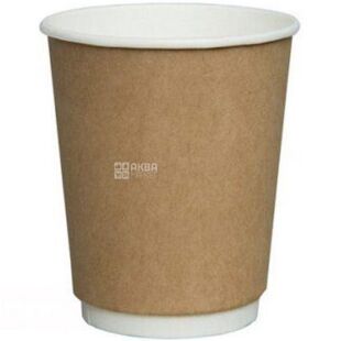 Стакан паперовий, двостінний, білий + крафт, 250 мл, 30 шт., D80