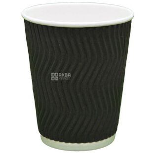 Стакан бумажный гофрированный, черный, 180 мл, 30 шт., D75