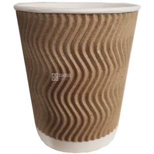 Стакан паперовий гофрований, бурий, 250 мл, 30 шт., D80