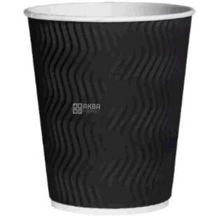 Стакан паперовий, гофрований, 30 шт, 250 мл, чорний, D80