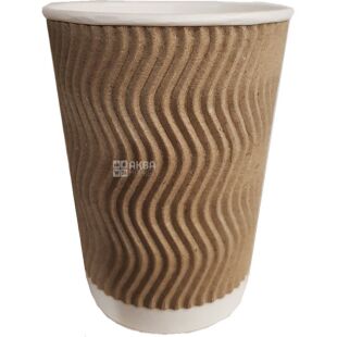 Стакан бумажный, гофрированный, 20 шт, 450 мл, бурый, D90