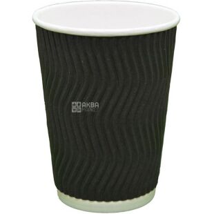 Стакан бумажный, гофрированный, 20 шт, 450 мл, черный, D90