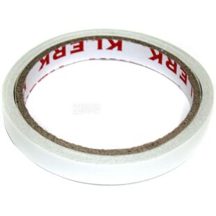 Скотч канцелярский двухсторонний белый, 12 мм х 10 м, ТМ Klerk