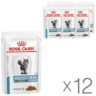 Royal Canin, Sensitivity Control, Упаковка 12 шт. х 85 г, Корм вологий з куркою для котів, при харчовій алергії