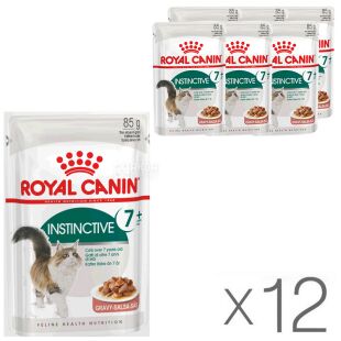 Royal Canin, Instinctive 7+ Gravy, Упаковка 12 шт. х 85 г, Корм вологий, для котів старше 7 років