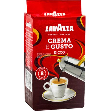Lavazza, Crema Gusto Ricco, 250 г, Кава Лаваца, Крему Густо Рікко, темного обсмаження, мелена