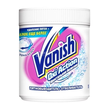 Vanish, 500 г, порошок, Пятновыводитель+отбеливатель, Oxi Action, Кристальная белизна, ПЭТ