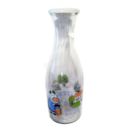 Everglass, 1 л, пляшка для молока, Бурьонка, скло