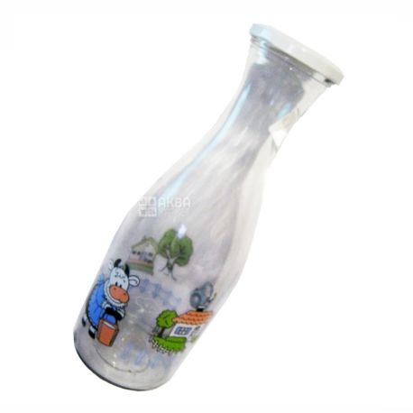 Everglass, 1 л, пляшка для молока, Бурьонка, скло