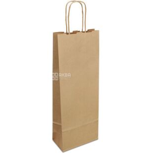 Пакет бумажный для бутылки вина, крафт, 15x08x40 см