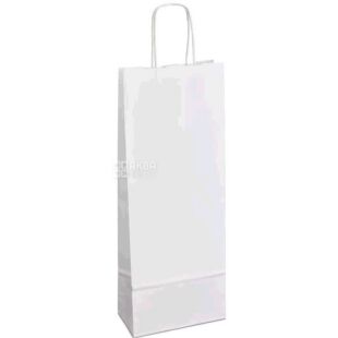Пакет бумажный для бутылки вина, белый, 15x08x40 см