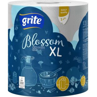 Grite Blossom XL, 1 рул., Паперові рушники Гріте, 2-шарові, 65 м, 325 відривів, 220х200 мм