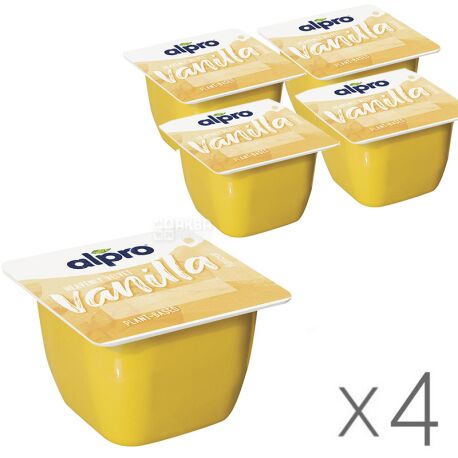 Soy yogurt Alpro Soya Vanilla, Packing 4 pcs. on 125 g, vanilla soybean dessert