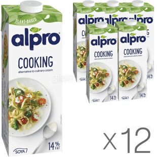 Alpro, Cuisine Soya, Упаковка 12 шт. по 1 л, Сливки соевые для приготовления блюд, 14%