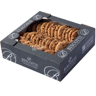 Biscotti, 400 г, Біскотті, Печиво хрустке, здобне, з насінням кунжуту, льону та соняшника